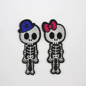 Couple’s Skeletons Embroidered Iron On Patch